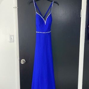 Royal blue sequined prom dress